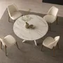 Tables Salle à Manger - Table à manger ronde en marbre céramique et acier blanc - ANGEL CERDÁ