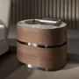 Night tables - Bedside table in walnut, darkened steel base and porcelain marble top - ANGEL CERDÁ
