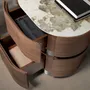 Night tables - Bedside table in walnut, darkened steel base and porcelain marble top - ANGEL CERDÁ