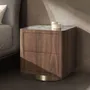 Night tables - Bedside table in walnut, polished gold steel and porcelain marble top - ANGEL CERDÁ