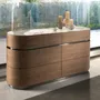 Chests of drawers - Chest of drawers in walnut, darkened steel base and porcelain marble top - ANGEL CERDÁ