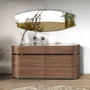 Chests of drawers - Chest of drawers in walnut, darkened steel base and porcelain marble top - ANGEL CERDÁ