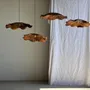 Hanging lights - Very large wavy flat leaf suspension in teak flower streaks D: 60 - OFFICE OBJETS
