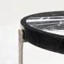 Console table - Ida Round Side Table Black Marble top Sandbrushed Oak, Cast Bronze leg - DUISTT