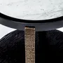 Console table - Ida Round Side Table Black Marble top Sandbrushed Oak, Cast Bronze leg - DUISTT