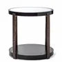 Console table - Ida Round Side Table Black Marble top Sandbrushed Oak, Cast Bronze leg - DUISTT