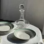 Assiettes au quotidien - Lot de 7 assiettes plates anciennes en faïence turquoise et liseré - OFFICE OBJETS