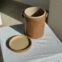 Food storage - Very large orange raw stoneware pot with lid and handles H26 D20 - OFFICE OBJETS
