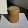 Food storage - Very large orange raw stoneware pot with lid and handles H26 D20 - OFFICE OBJETS