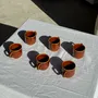 Mugs - Set of 6 vintage glazed brown ceramic espresso cups with saucer - OFFICE OBJETS
