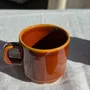 Mugs - Set of 6 vintage glazed brown ceramic espresso cups with saucer - OFFICE OBJETS