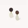 Jewelry - Wood top post earrings with MOP dangle - Oman - NATURE BIJOUX