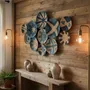 Autres décorations murales - Indigo Compass : ensemble de 11 assiettes murales en osier faites à la - SARMAL DESIGN