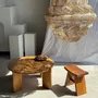Tabourets - Petit tabouret assise incurvée en teck asiatique H36 l21 - OFFICE OBJETS