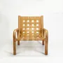 Fauteuils pour collectivités - Fauteuil Bas Salon Ginga - Cuir de selle naturel & pied Chêne massif - DUISTT