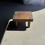 Stools - Small stool, wabi-sabi rectangular solid teak side stool - OFFICE OBJETS