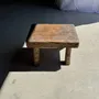 Stools - Small stool, wabi-sabi rectangular solid teak side stool - OFFICE OBJETS