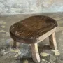 Bancs - Petit stool, tabouret d'appoint en teck massif ovale wabi-sabi H26 - OFFICE OBJETS