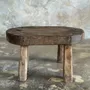 Bancs - Petit stool, tabouret d'appoint en teck massif ovale wabi-sabi H26 - OFFICE OBJETS