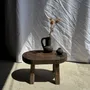 Bancs - Petit stool, tabouret d'appoint en teck massif ovale wabi-sabi H26 - OFFICE OBJETS