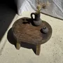 Bancs - Petit stool, tabouret d'appoint en teck massif ovale wabi-sabi H26 - OFFICE OBJETS