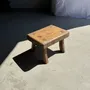 Stools - Small stool, wabi-sabi rectangular solid teak side stool - OFFICE OBJETS