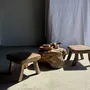 Stools - Small stool, wabi-sabi rectangular solid teak side stool - OFFICE OBJETS