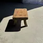 Stools - Small stool, wabi-sabi rectangular solid teak side stool - OFFICE OBJETS