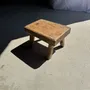 Stools - Small stool, wabi-sabi rectangular solid teak side stool - OFFICE OBJETS