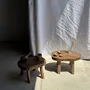 Tabourets - Petit stool, tabouret d'appoint en teck massif ovale pieds arqués - OFFICE OBJETS
