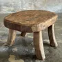 Tabourets - Petit stool, tabouret d'appoint en teck massif ovale pieds arqués - OFFICE OBJETS