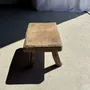 Stools - Small stool, rectangular wabi-sabi solid teak side stool - OFFICE OBJETS