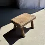 Stools - Small stool, rectangular wabi-sabi solid teak side stool - OFFICE OBJETS