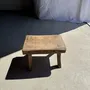 Stools - Small stool, rectangular wabi-sabi solid teak side stool - OFFICE OBJETS