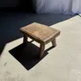 Stools - Small stool, rectangular wabi-sabi solid teak side stool - OFFICE OBJETS