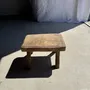 Stools - Small stool, rectangular wabi-sabi solid teak side stool - OFFICE OBJETS