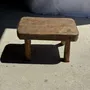 Stools - Small stool, rounded rectangular solid teak side stool - OFFICE OBJETS