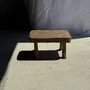 Stools - Small stool, rounded rectangular solid teak side stool - OFFICE OBJETS