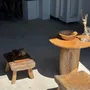 Stools - Small stool, rounded rectangular solid teak side stool - OFFICE OBJETS