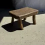 Stools - Small stool, rounded rectangular solid teak side stool - OFFICE OBJETS