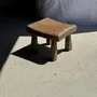Stools - Small stool, square solid teak side stool with curved seat - OFFICE OBJETS
