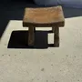 Stools - Small stool, square solid teak side stool with curved seat - OFFICE OBJETS