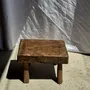 Stools - Small stool, rectangular wabi-sabi solid teak side stool - OFFICE OBJETS