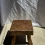 Stools - Small stool, rectangular wabi-sabi solid teak side stool - OFFICE OBJETS