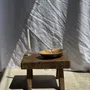 Stools - Small stool, rectangular wabi-sabi solid teak side stool - OFFICE OBJETS