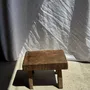 Stools - Small stool, rectangular wabi-sabi solid teak side stool - OFFICE OBJETS