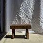 Stools - Small stool, rectangular wabi-sabi solid teak side stool - OFFICE OBJETS