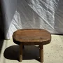 Tabourets - Petit stool, tabouret d'appoint en teck massif ovale assise bicolore - OFFICE OBJETS