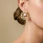Bijoux - Boucles d'oreilles poussoir nacre dorée ajourée - Corallium - NATURE BIJOUX