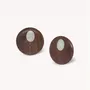 Bijoux - Boucles d'oreilles puces rondes bois & nacre 5 cm - Oman - NATURE BIJOUX